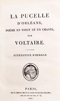 FURSTLIG BOK, "La Pucelle d´Orleans, poëme en vingt et un chants", av Francois Voltaire, Paris 1808.