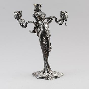 LJUSSTAKE, försilvrad metall, Claude Bonnefond, 1900-talets början.