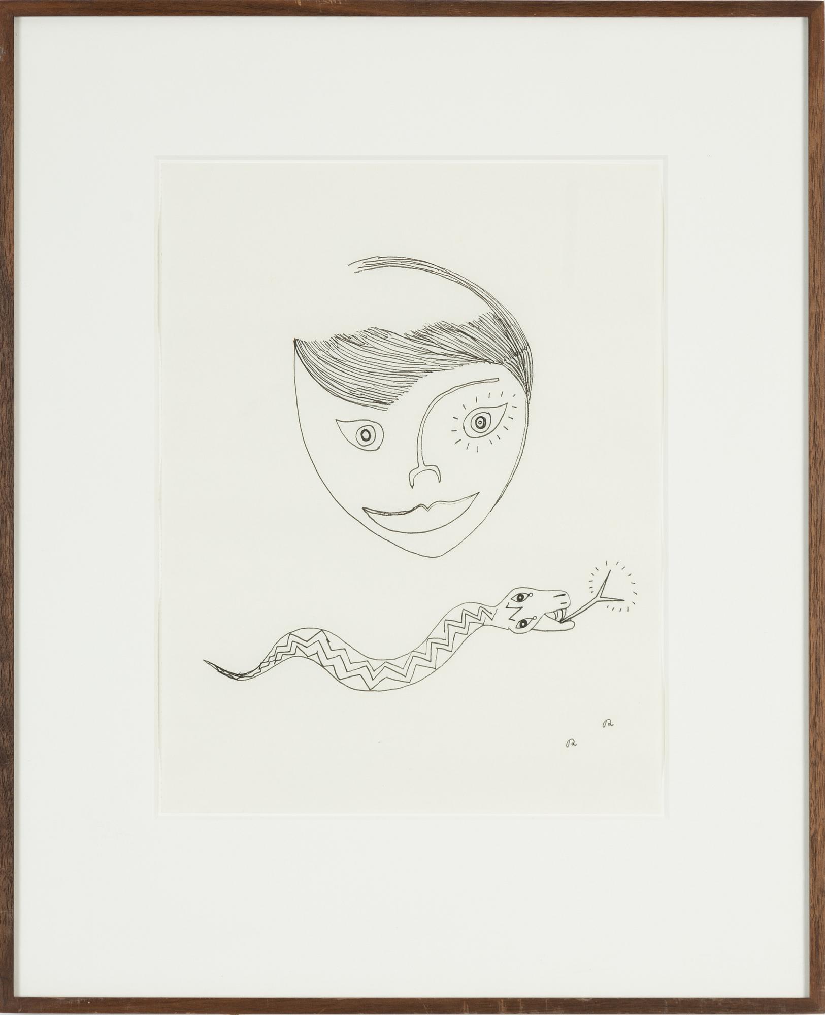 Roger Risberg, tusch på papper, signerad RR.