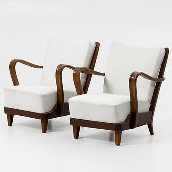 Armchairs, a pair, 1940s/50s.