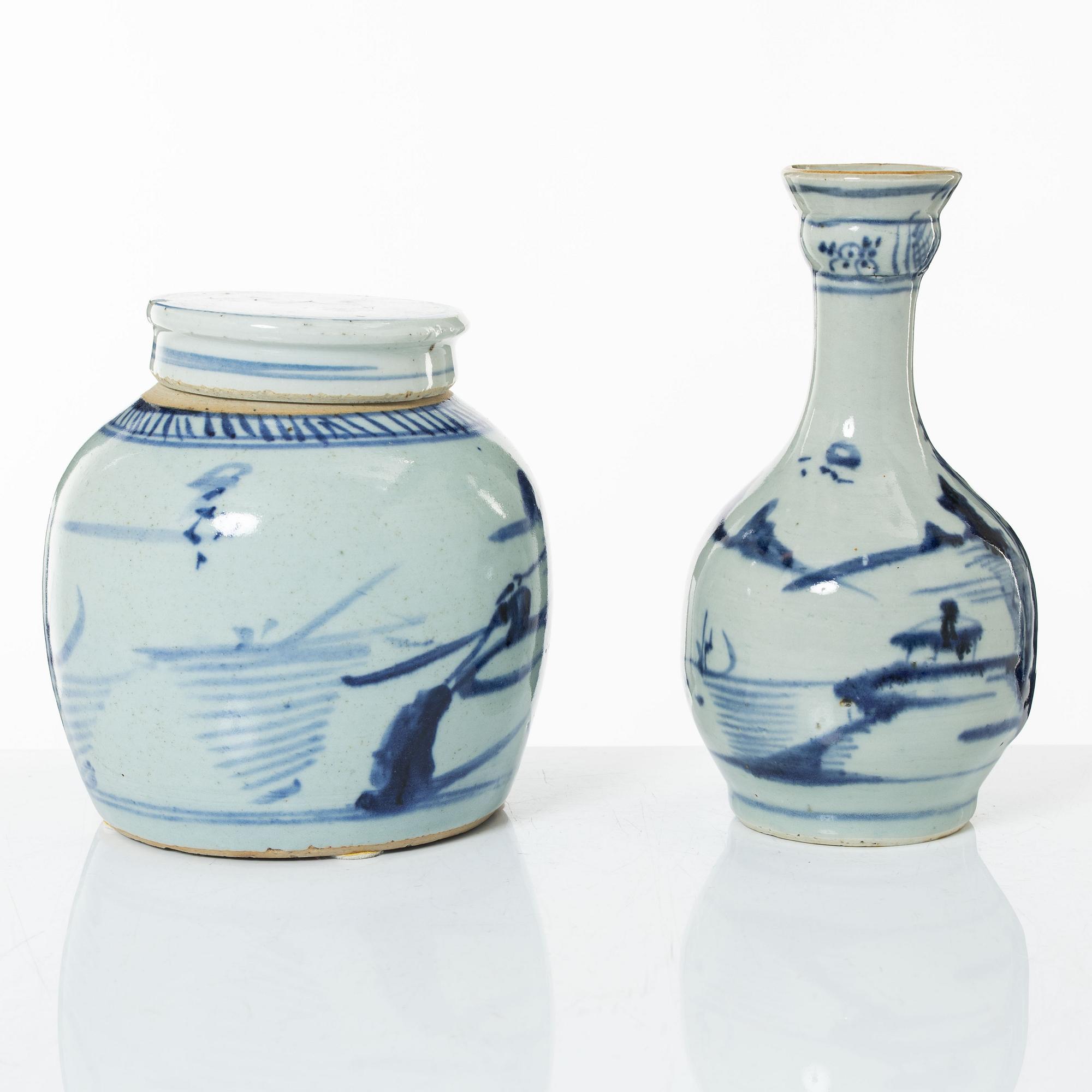 Jar and vase, porcelain, China, 19th century.