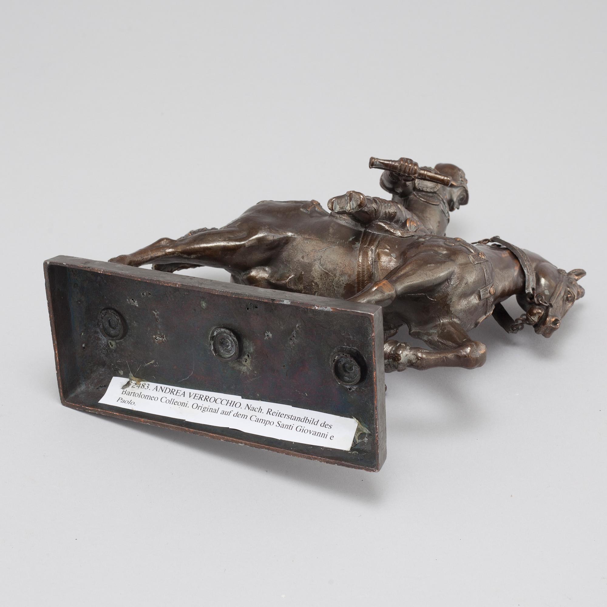 ANDREA DEL VERROCCHIO, kopia efter, skulptur, mörkpatinerad metall, 1900-tal.