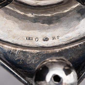 A pair of Swedish 18th century silver candlesticks, marks of Pehr Zethelius, Stockholm 1799.