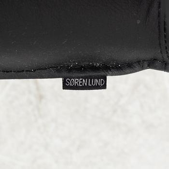 A leather 'SL 330' swivel chair and ottoman, Søren Lund, Denmark.