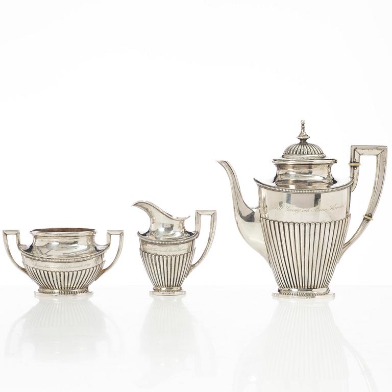 A three piece silver coffee service, K. Andersson, Stockholm, 1897.