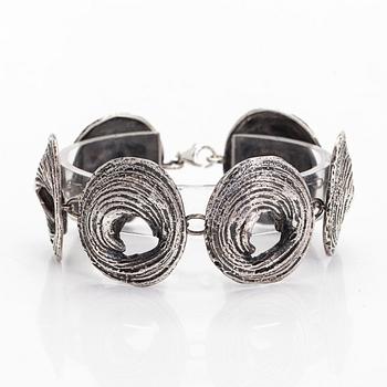 Helky Juvonen, armband och ring, silver, 1970-tal.