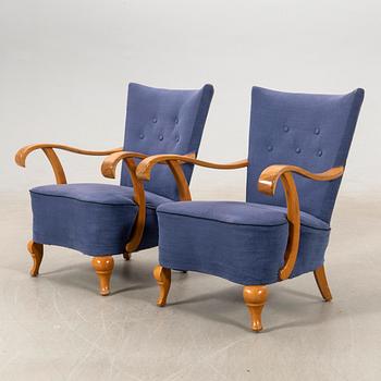 Armchairs a pair Swedish Modern 1940s.