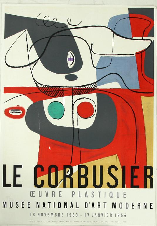 LE CORBUSIER, färglitografisk utställningsaffisch.