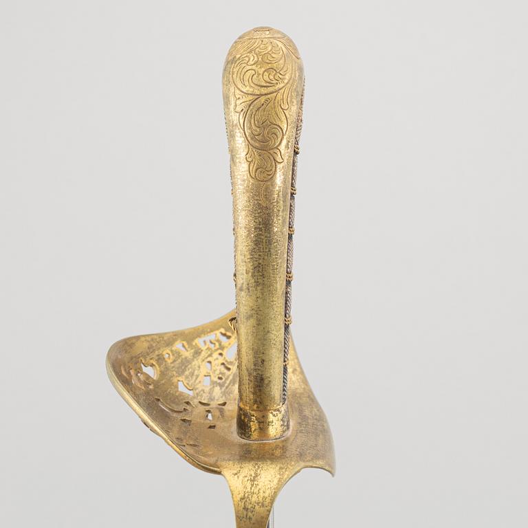 Saber, early 19th century, for an officer in the archipelago fleet (?), with scabbard.