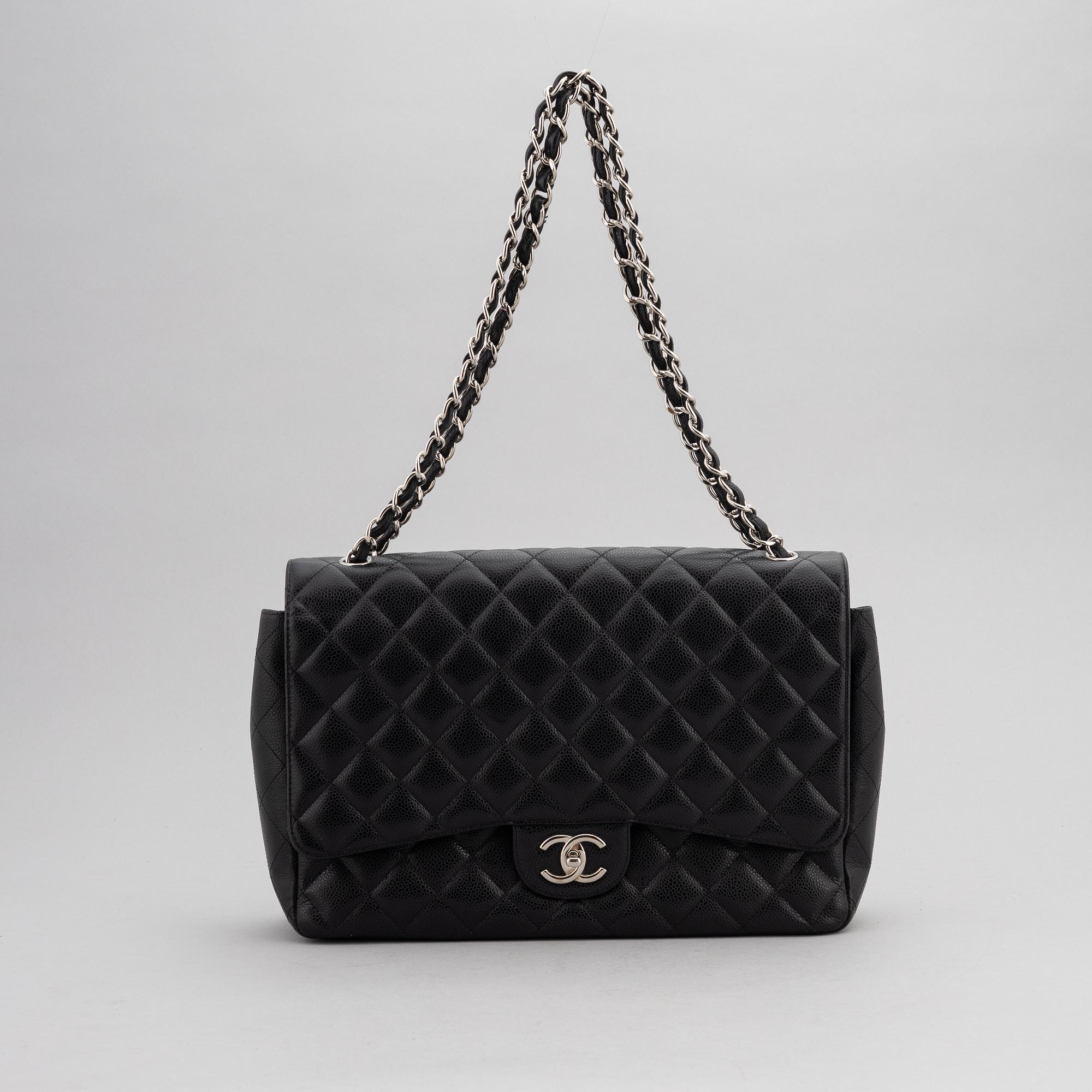 Chanel, a black caviar leather 'Double Flap Bag Jumbo', 2011.