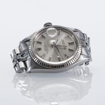 HERRARMBANDSUR, Rolex Oyster Perpetual Datejust, stål med vitguldsring, ca 1972. Vikt ca 80 g.