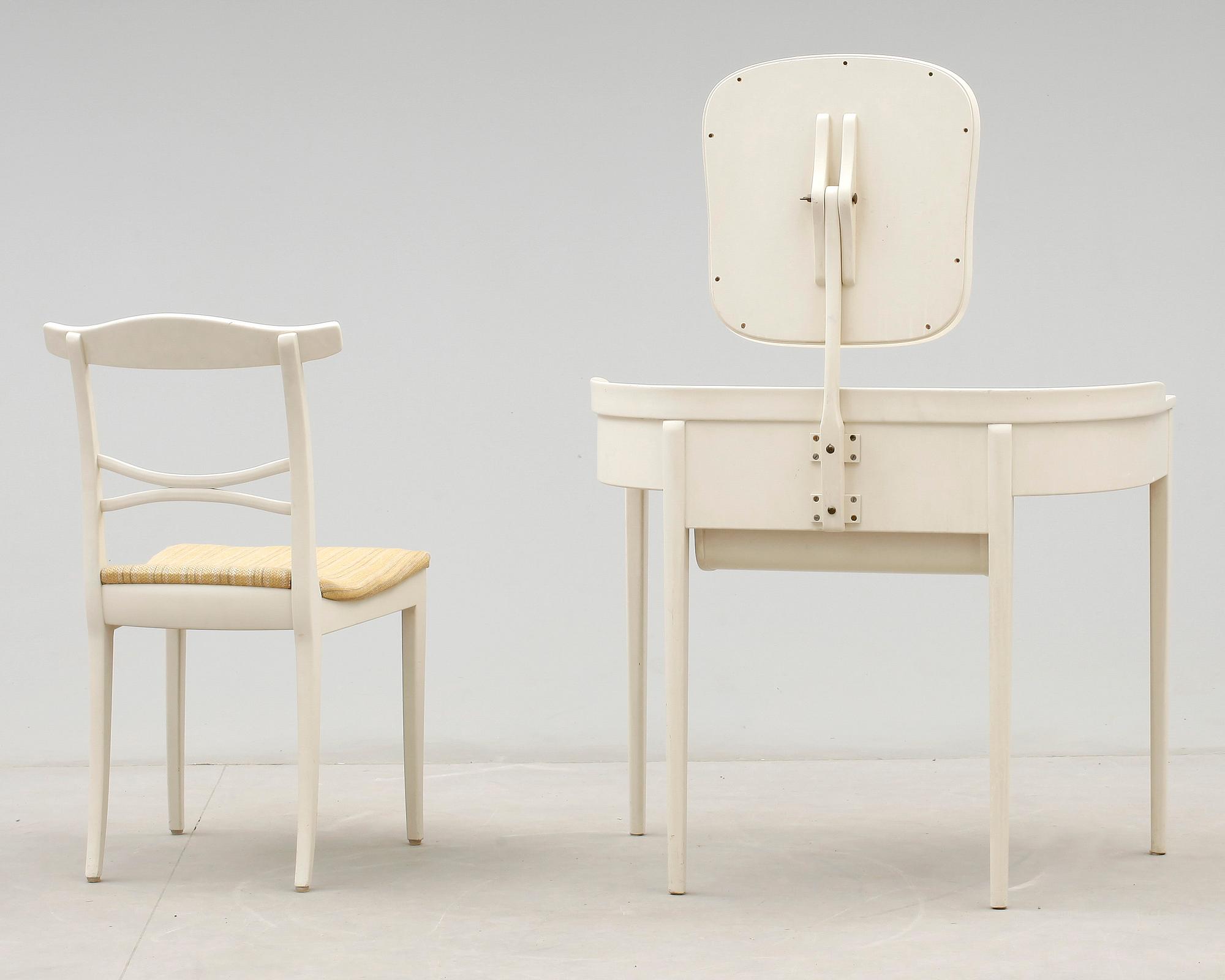 TOALETTBORD OCH STOL, "Birgitta" Carl Malmsten för Bodafors, 1960-tal.