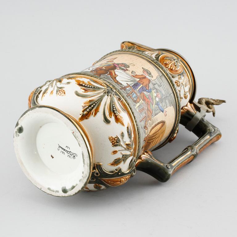 A majolica tankard from Rörstrand, made around year 1900.