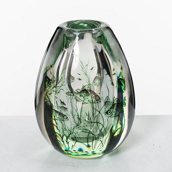 Edward Hald, a  fish graal glass vase, Orrefors.