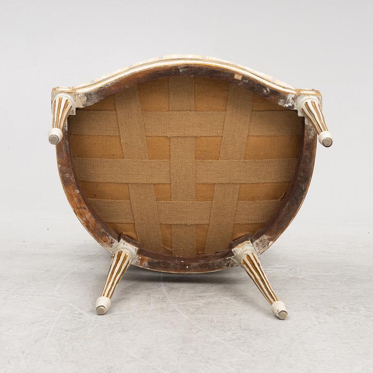 A set of three presumably Danish Louis XVI armchairs, late 18th century.