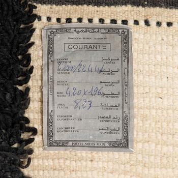 A Moroccan Beni Ourain carpet. circa 420x196 cm.
