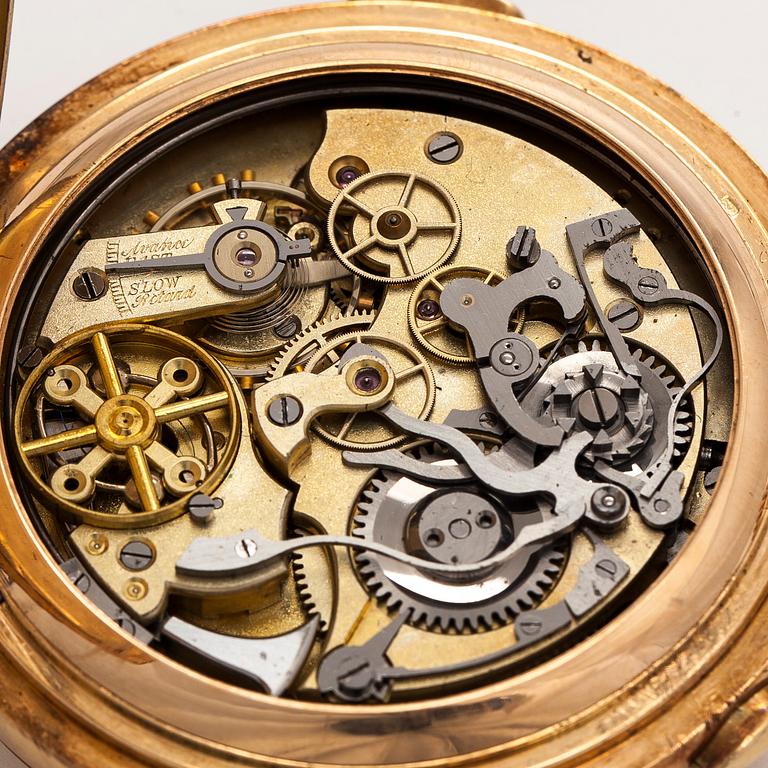 Audemars Frères, pocket watch, hunter, repeater, chronograph, 57 mm.