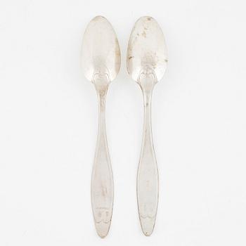 Two Silver Tablespoons, probably Germany, 19th Century.