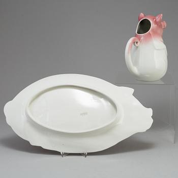 GRISKANNA samt GRISFAT, flintgods, Rörstrand, 1900-talets första del.