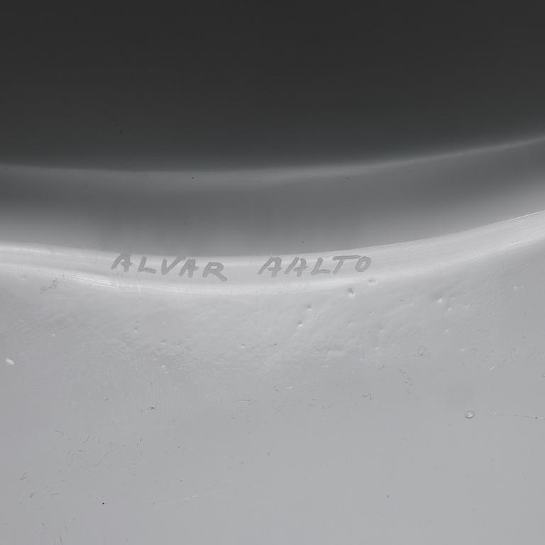 Alvar Aalto, a white mould blown glass vase, Iittala, Finland, model 3031.