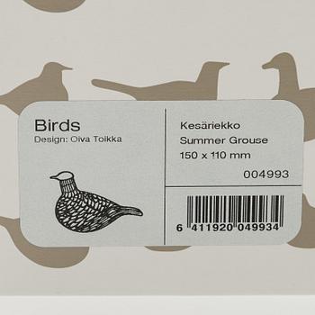 Oiva Toikka, a 'Summer Grouse' glass bird, signed O. Toikka Nuutajärvi.