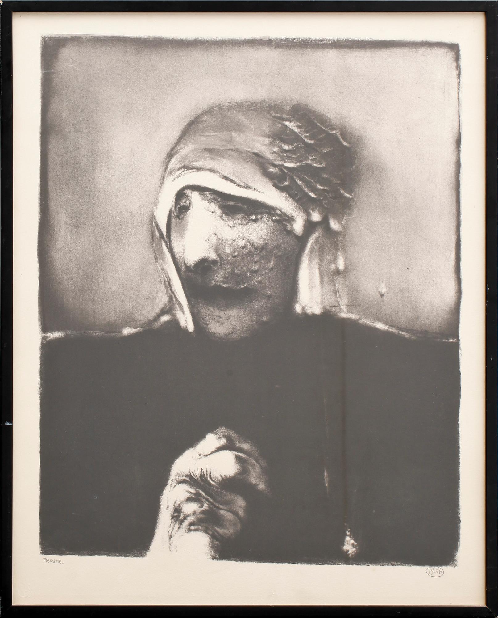 ROJ FRIBERG, litografi, monogramsign, dat -76, provtryck.