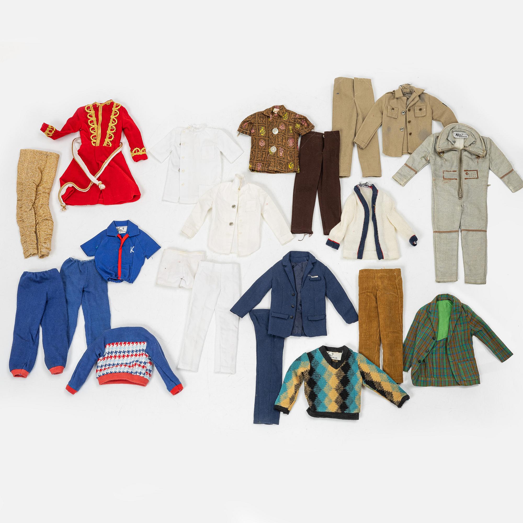 Barbiedockor, 7 st samt kläder och acessoarer, Matell, 1960-70-tal.