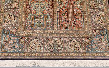 A rug, silk on cototn, Silke kashmir ca 154 x 92 cm.
