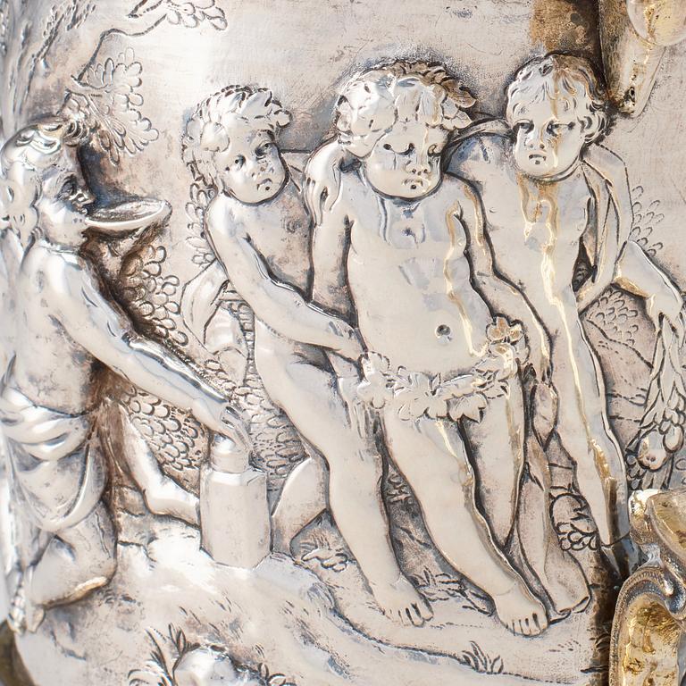 Peter Ohr I (Öhr) dryckeskanna, silver, Hamburg (verksam 1649-1662), barock.