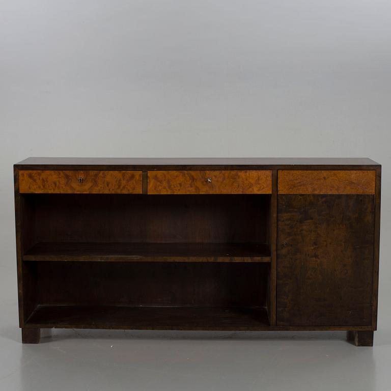 A BOOKSHELF/SIDE BOARD, 1930's.