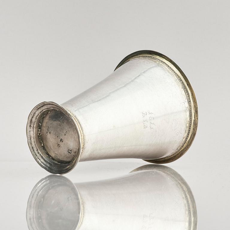 A Swedish 18th century parcel-gilt silver beaker, mark of Christoffer Wasserman, Lindesberg (1734-1770).
