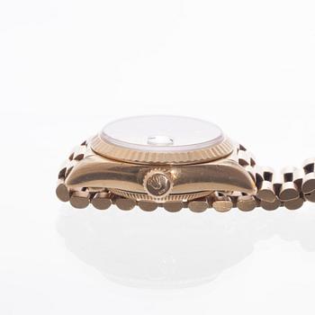 ARMBANDSUR, dam, Rolex Oyster Perpetual Datejust, 18K guld armband, diamantindex. 1990-tal.