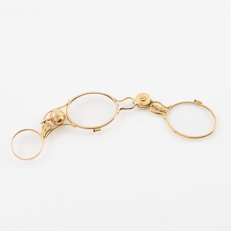 Lorngette, 18K gold with glass.