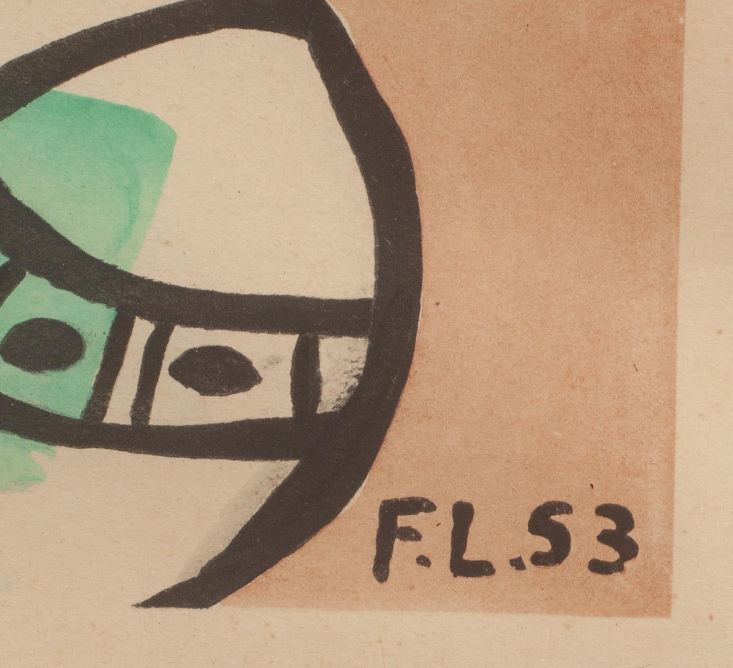 FERNAND LÉGER, efter. Färglitografi. Signerad med bläck samt i trycket och daterad -53. Numrerad 270/285.