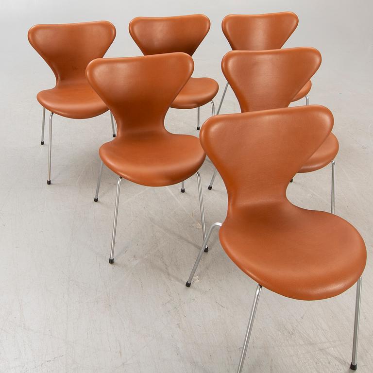 Arne Jacobsen, stolar 6 st "Sjuan" för Fritz Hansen Danmark 1900-talets senare del.