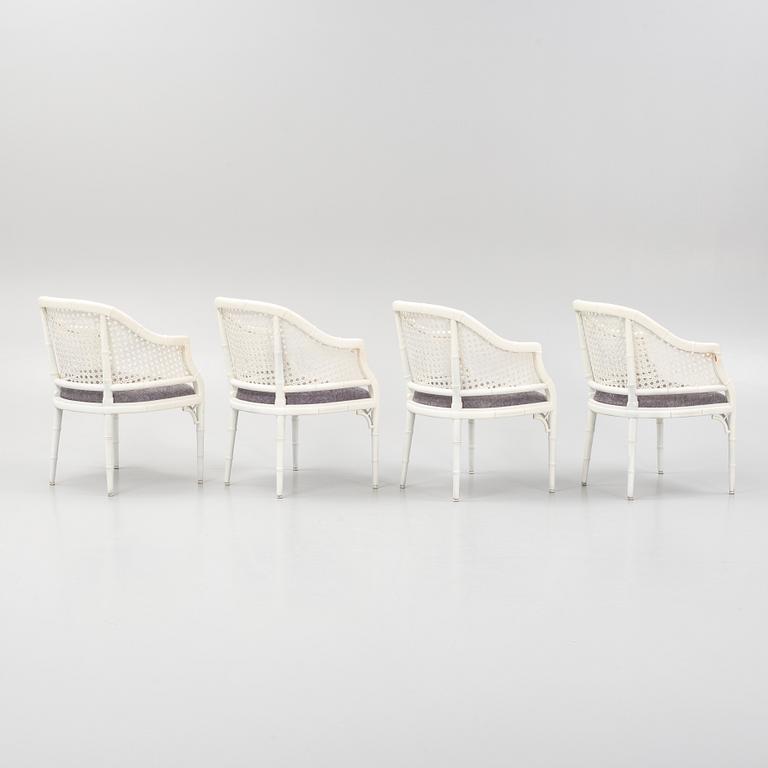 Four colonial-style armchairs, Miranda of Sweden, 1980's.