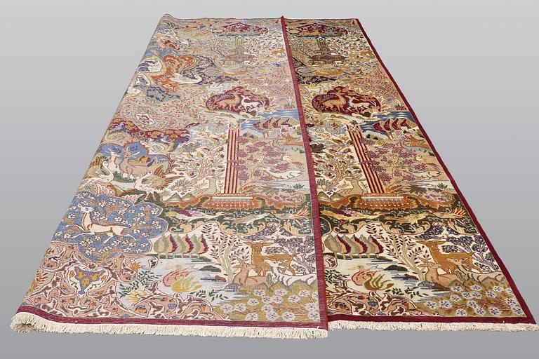 Matto, Figural Kashmar, ca 398 x 303 cm.