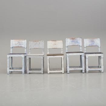 STOLAR, 5 stycken, provinsarbeten i barock, 1700-/1800-tal.