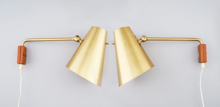 Hans-Agne Jakobsson, a pair of wall lamps, Hans-Agne Jakobsson, AB, Markaryd 1950-60s.