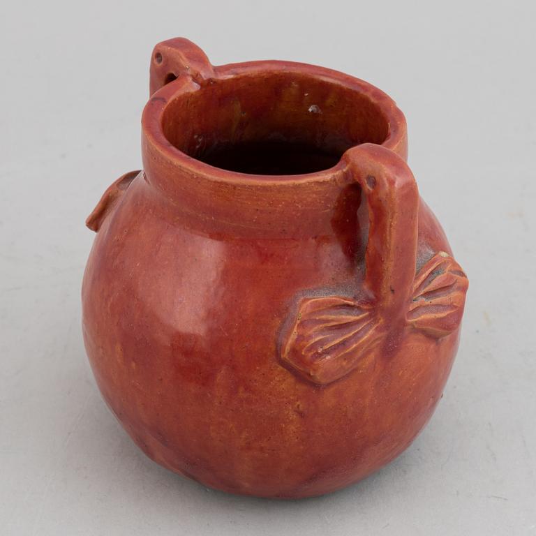 Ragnhild Godenius, two Two Art Nouveau glazed ceramic vases, one signed and dated 191? and 1914.