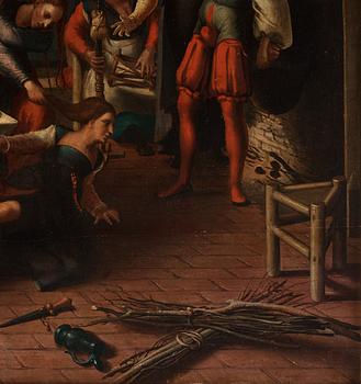 Braunschweiger Monogrammist Hans krets, Bordellscen (”Bordellszene mit Prügelei zwischen zwei Dirnen mit Blasebalg”).