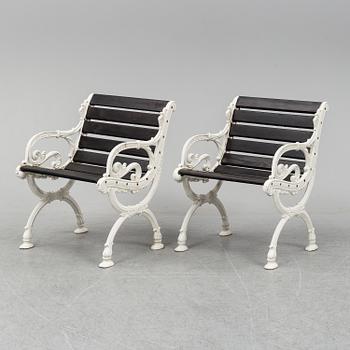 A pair of garden armchairs, Byarum.