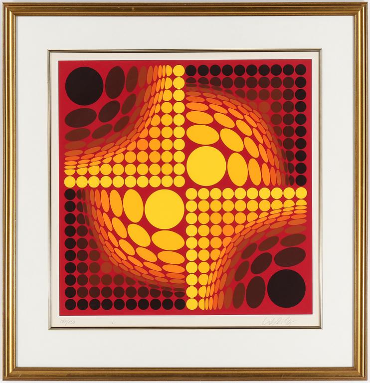 VICTOR VASARELY, färglitografi, signerad och numrerad 197/250.