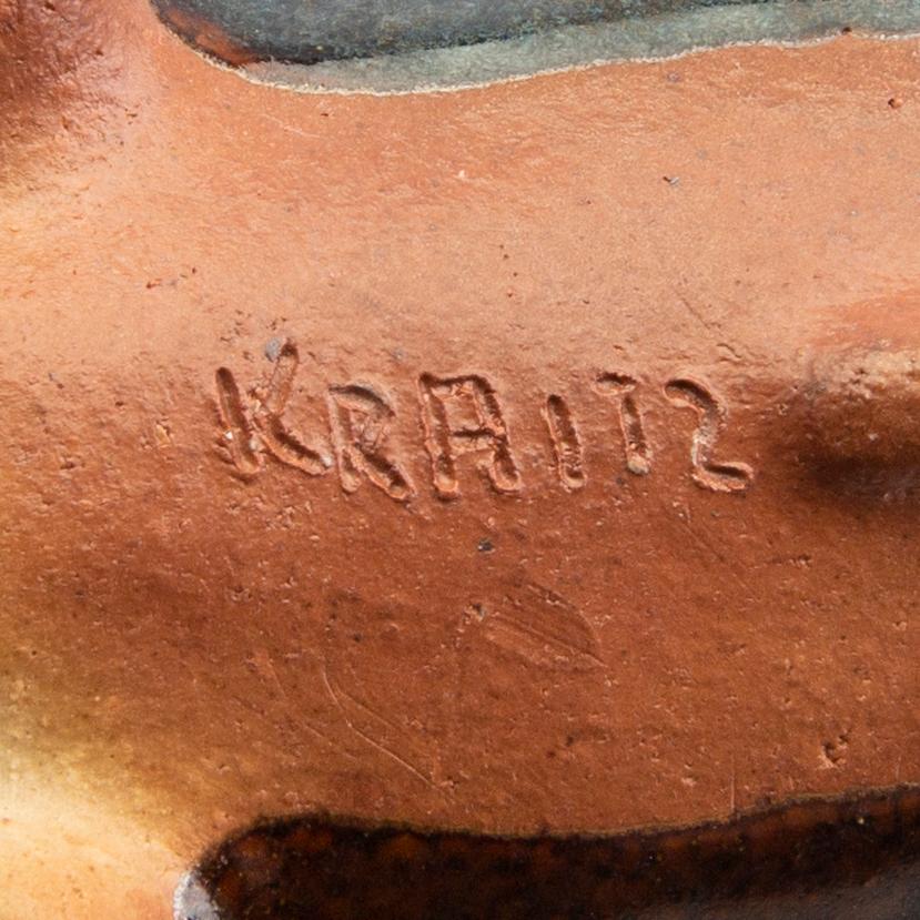 Ulla & Gustav Kraitz, skulptur, signerad stengods, Fogdarp, Forslöv.