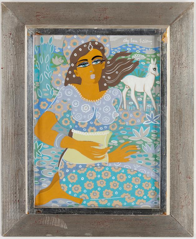 ALY BEN SALEM, gouache, signerad.