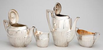 TE OCH KAFFESERVIS, 4 delar, silver, C G Hallberg, Stockholm, 1894. Totalvikt 1820 gram.
