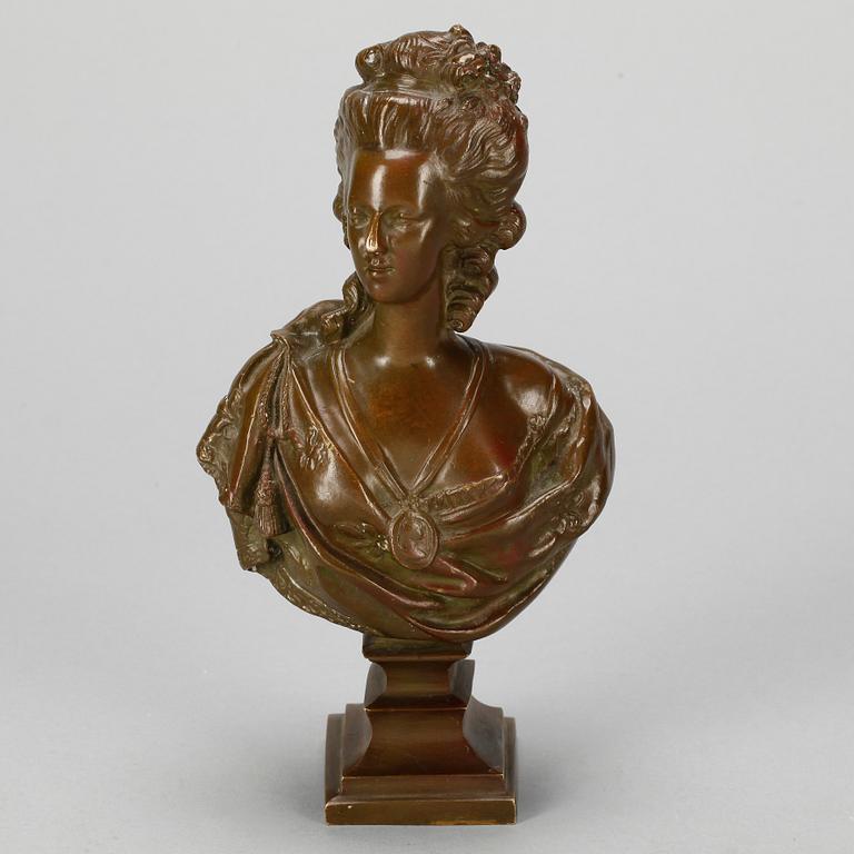 SKULPTUR, av Marie Antoinette, brons, Jean-Antoine Houdon, efter Félix Lecomte, omkring 1900.