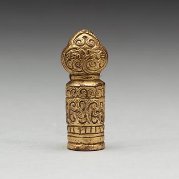 SIGILL, förgylld brons. Tibet, troligen 1700-tal.