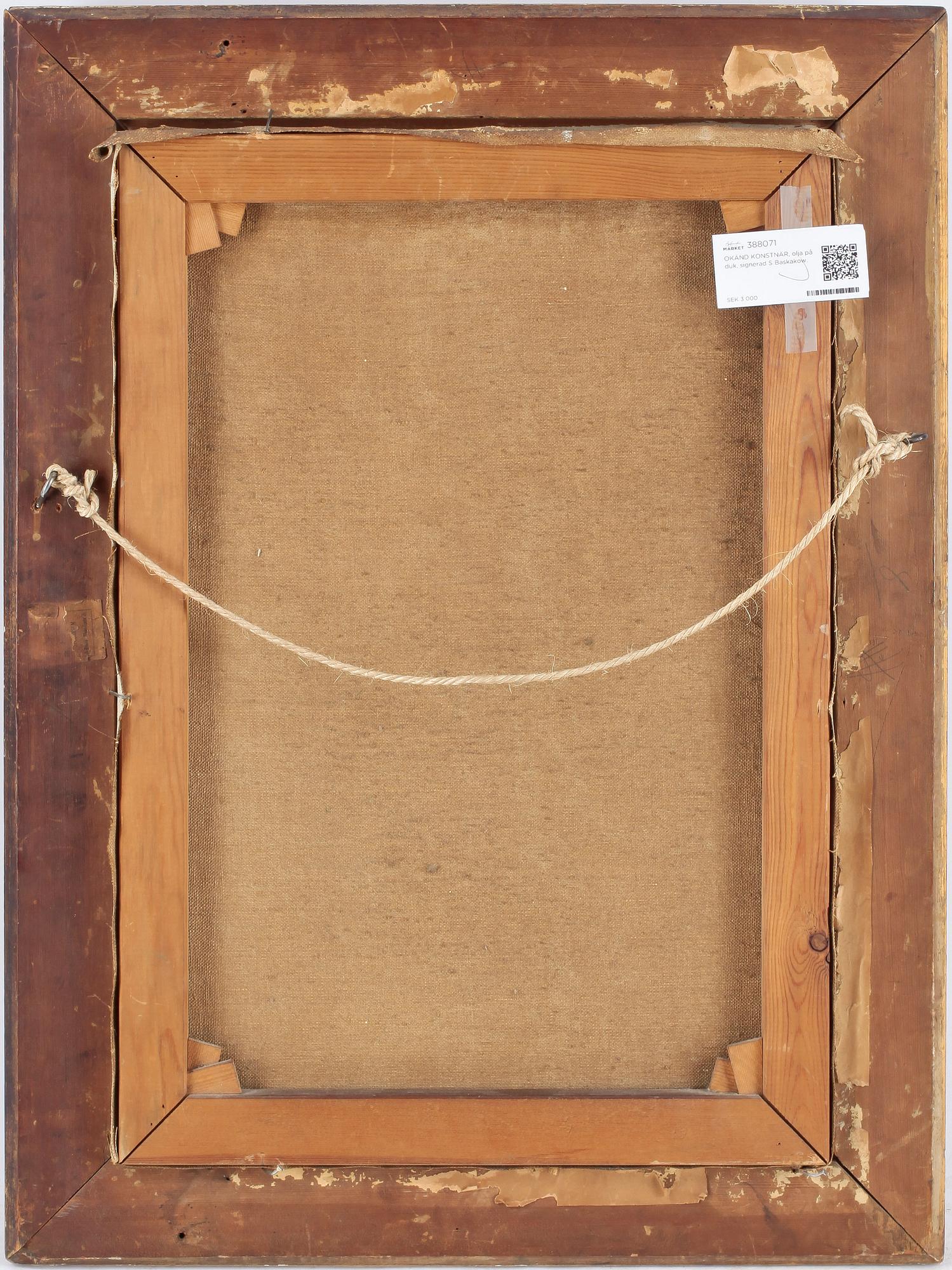 OKÄND KONSTNÄR, olja på duk, signerad S Baskakow.