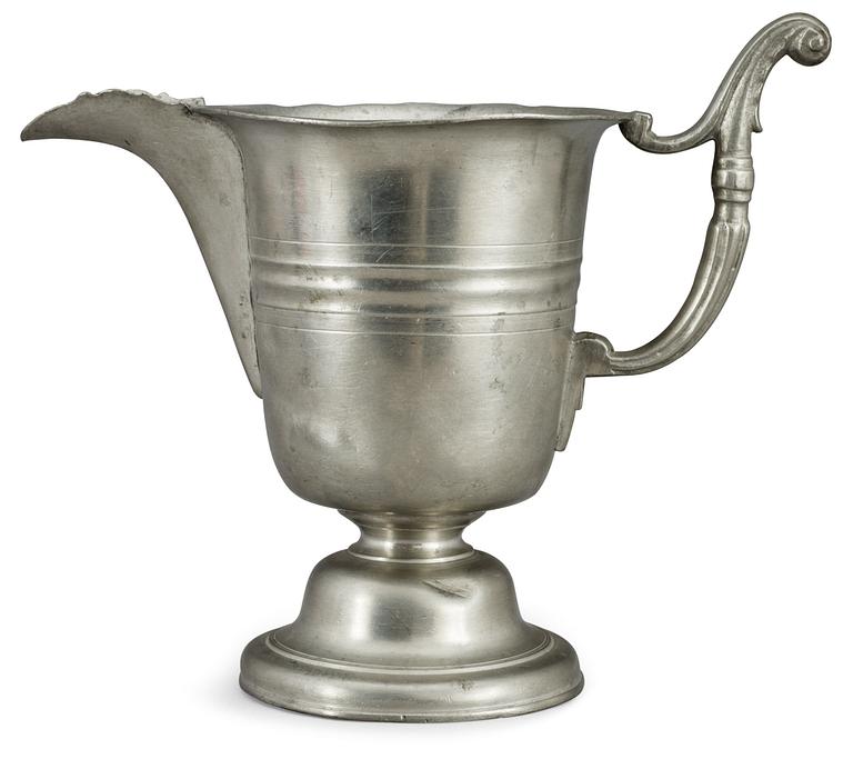 A Swedish pewter 18th century ewer by C. G. Malmborg.